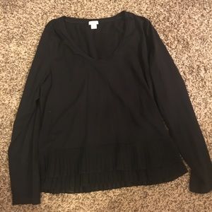 J Crew, ruffle hem long sleeve tee